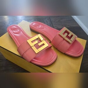 Fendi FFold Pink Slide Sandals